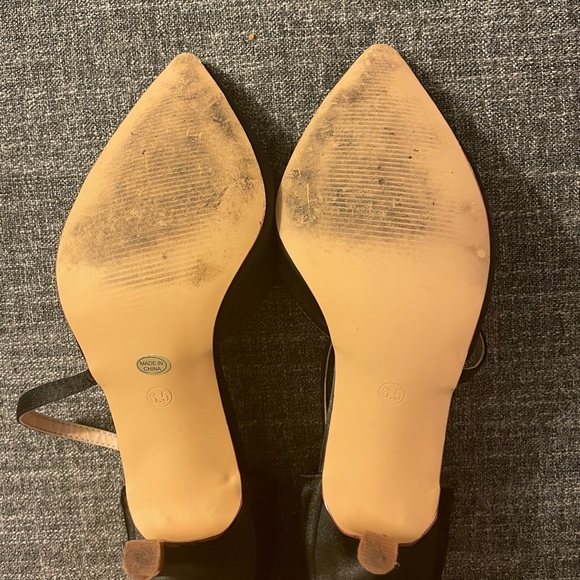 Black satin strappy heels - Picture 8 of 10